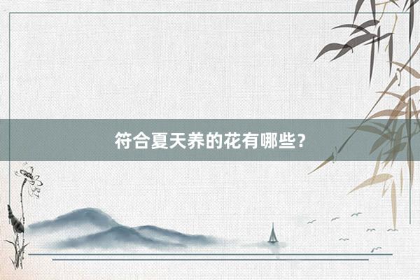 符合夏天养的花有哪些？